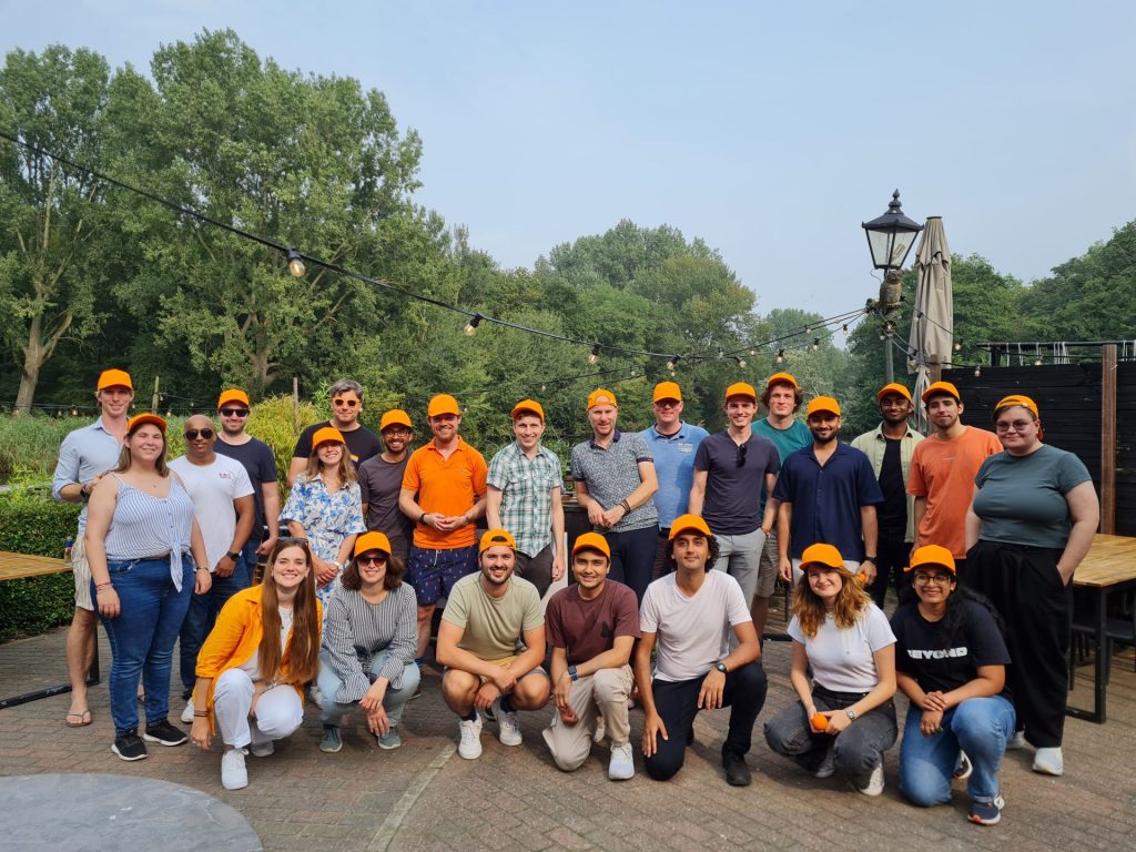 The growing OrangeQS team, enjoying a sunny day in Delft, The Netherlands